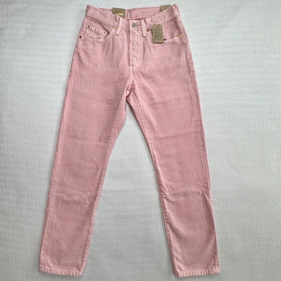 NWT Levi's 501 Original Fit High Rise Straight Jeans Pale Pink Women's W27 L30 - Picture 4 of 12